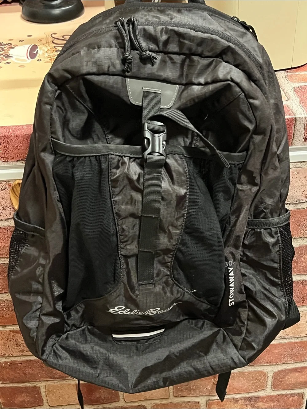 Eddie Bauer Black Stowaway Daypack with Front Bungee